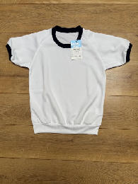 半袖クルーネックシャツ   白×紺